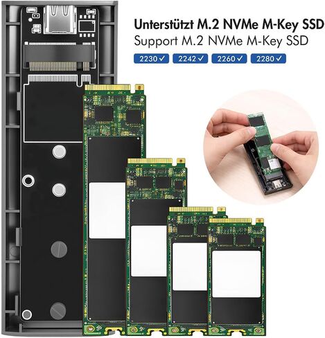 LogiLink UA0439 - حاوية القرص الصلب لمحركات الأقراص الصلبة M.2 NVMe (PCIe) SSD، USB 3.2 Gen 2، حتى 10 جيجابت في الثانية، USB-A+C in Kuwait