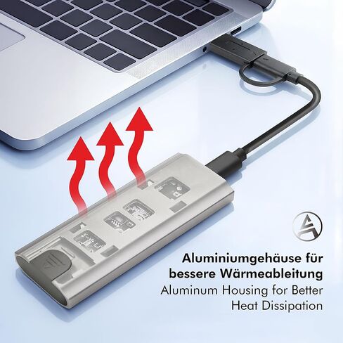 LogiLink UA0439 - حاوية القرص الصلب لمحركات الأقراص الصلبة M.2 NVMe (PCIe) SSD، USB 3.2 Gen 2، حتى 10 جيجابت في الثانية، USB-A+C in Kuwait