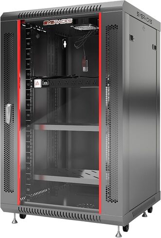 27U Wall Mount Server Rack Cabinet, 19 Inch Network and AV Enclosure, 24 Inch Deep, Locking Glass Door, Fan, PDU, 2 Shelves, for Home Lab in Saudi Arabia