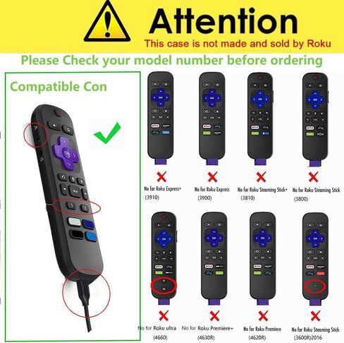 حافظة USTIYA للتحكم عن بعد لجهاز Roku TV Ultra 2022 /Voice Remote Pro/Streaming Stick 4K+/Streambar Pro Funda Remote Solar Charging، غطاء واقٍ من السيليكون، حبل معلق (أسود) in Kuwait