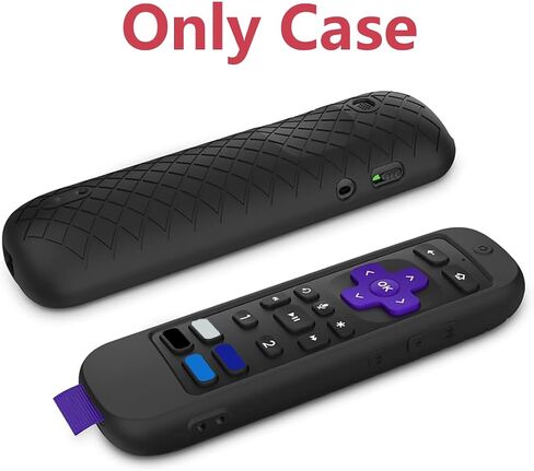 حافظة USTIYA للتحكم عن بعد لجهاز Roku TV Ultra 2022 /Voice Remote Pro/Streaming Stick 4K+/Streambar Pro Funda Remote Solar Charging، غطاء واقٍ من السيليكون، حبل معلق (أسود) in Kuwait