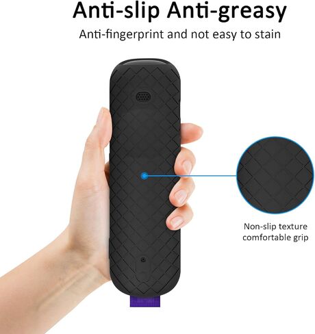 حافظة USTIYA للتحكم عن بعد لجهاز Roku TV Ultra 2022 /Voice Remote Pro/Streaming Stick 4K+/Streambar Pro Funda Remote Solar Charging، غطاء واقٍ من السيليكون، حبل معلق (أسود) in Kuwait