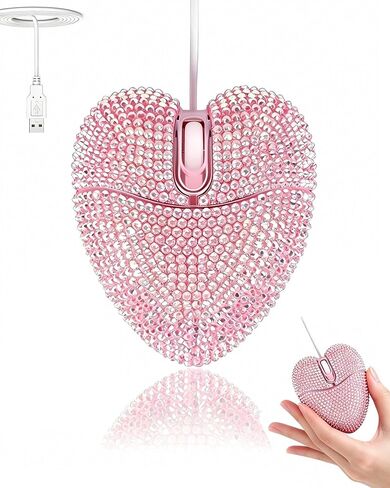 Wired Love Heart Mouse, USB, Silent Button, Auto Sleep Energy Saving, Plug and Play, Compatible with Laptop, Desktop, Tablet, Smartphone, Windows in Saudi Arabia