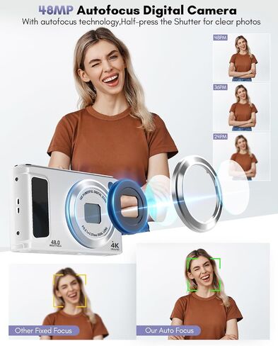 كاميرا رقمية بدقة 4K، كاميرات بدقة 48 ميجابكسل للتصوير الفوتوغرافي مع كاميرا أمامية وخلفية in Kuwait