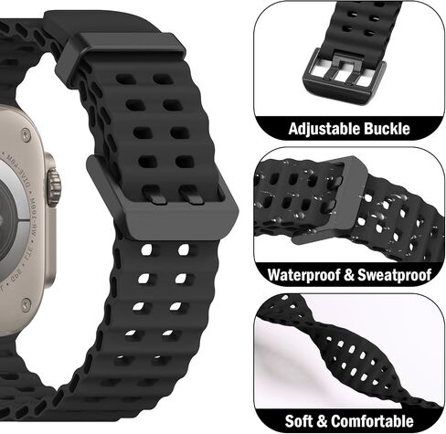 Sport Bands Compatible with Apple Watch Ultra 2 1 Band 49mm 45mm 44mm 42mm, Sport Soft Silicone Adjustable Replacement Bands Straps Wristbands for iwatch Ultra Bands in Kuwait
