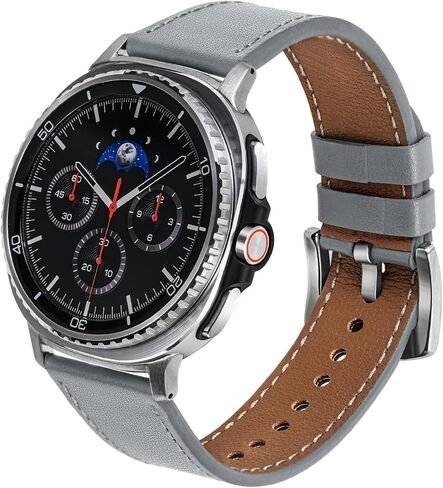 Leather Band Compatible with Samsung Galaxy Watch 9/Watch 8 40mm 44mm/Watch 8 Classic 46mm, Genuine Leather Replacement Strap Compatible For Samsung Watch 9/8 Bands Men Women in Saudi Arabia