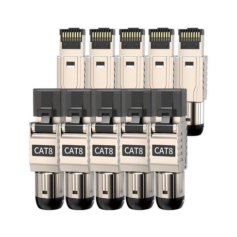 6-Pack RJ45 Connectors Tool Free Cat7 Cat6a, Tool-Free Zinc Alloy Shielded Ethernet Termination Plugs for Cat 7 Cat 6a up to 23AWG Solid Bulk S/FTP Ethernet Cable in Saudi Arabia