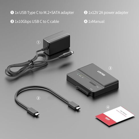 Unitek 2-in-1 M.2 NVMe/SATA USB 3.2 Adapter, 10Gbps, Tool-Free in Saudi Arabia