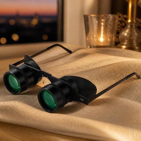 Eyeglass Style Telescope with Central Bridge and Temple Arms Providing Stable Fit and 10x34 Enhanced Viewing Suitable for Low Light Conditions Outdoor Concerts in Saudi Arabia