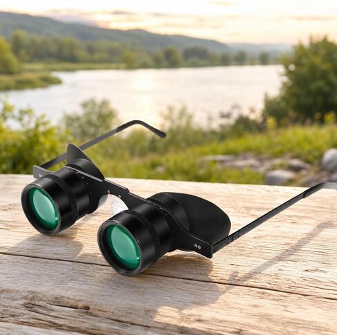 Eyeglass Style Telescope with Central Bridge and Temple Arms Providing Stable Fit and 10x34 Enhanced Viewing Suitable for Low Light Conditions Outdoor Concerts in Saudi Arabia