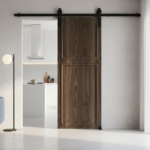 56in.X80 in. 3/4 inch Thickness 2-Panel Walnut Color Finished MDF Sliding Door with Barn Door Hardware. in Saudi Arabia