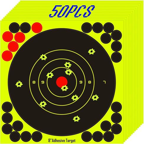 8" Splatter Targets, 25/50 Pcs Targets Stickers for Shooting Range, Self Adhesive Shooting Paper, Color Changing Reactive Targets for Pistol Firearm BB Gun Rifle Shooting Indoor Outdoor in Saudi Arabia