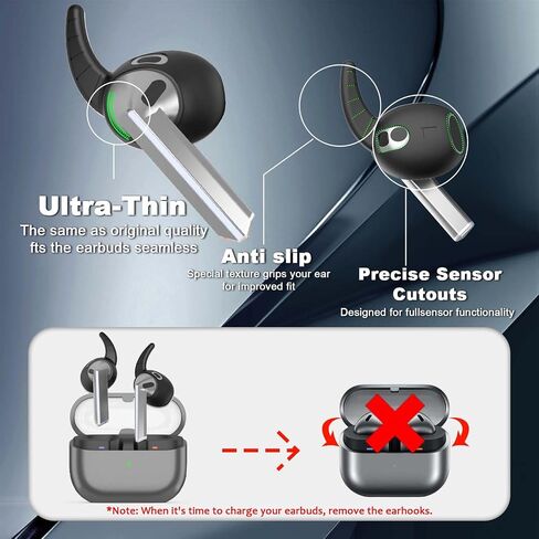 Ear Hooks for Galaxy Buds 3, WADVCU 5 Pairs Ear Hook Compatiable with Samsung Galaxy Buds 3 Silicone Accessories Anti-Slip Ear Covers Holder [Not Fit in The Charging Case](Black) in Saudi Arabia