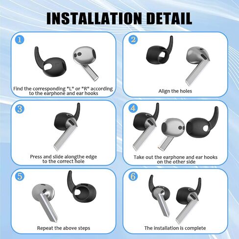 Ear Hooks for Galaxy Buds 3, WADVCU 5 Pairs Ear Hook Compatiable with Samsung Galaxy Buds 3 Silicone Accessories Anti-Slip Ear Covers Holder [Not Fit in The Charging Case](Black) in Saudi Arabia