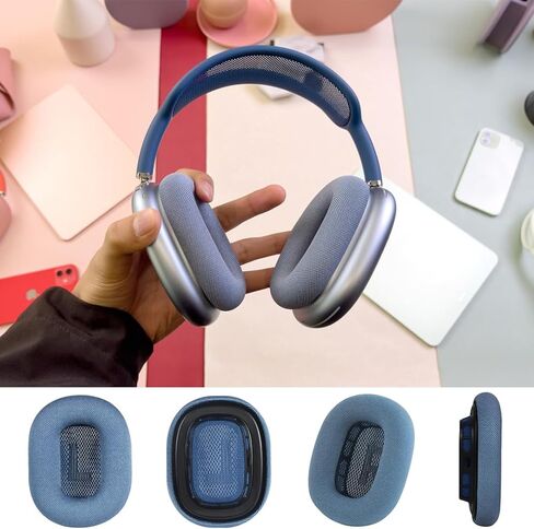 Aiivioll Replacement Ear Pads for AirPods Max Headphones - Breathable Mesh Cushions, Soft Memory Foam, Sweat-Resistant Earpads - Compatible with Apple AirPods Max (Sky Blue) in Saudi Arabia