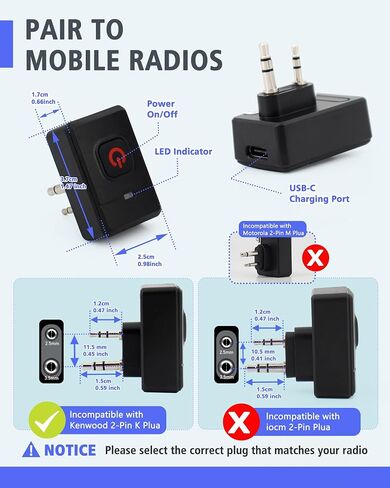 Wireless Walkie Talkie Speaker Microphone for 2 Pin K Connector Radios in Kuwait