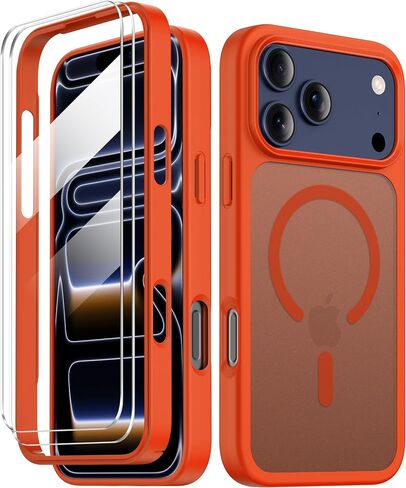 جراب COOLQO لهاتف iPhone 18/17 Pro Max شفاف 360 درجة مع حامل أسود مغناطيسي in Saudi Arabia