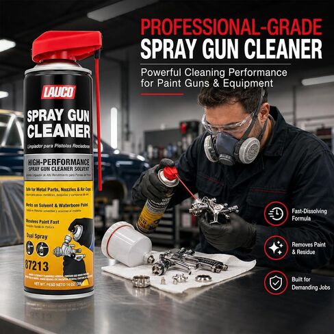 LAUCO Spray Gun Cleaner 14 oz, Pack of 2, High-Performance Paint Gun Cleaner Solvent, Fast Dissolving Aerosol for Waterborne & Solvent Paint, Dual Spray Precision Cleaner for Nozzles 87213 in Saudi Arabia
