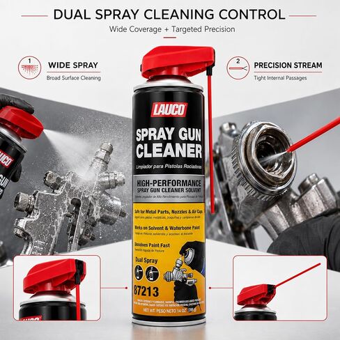 LAUCO Spray Gun Cleaner 14 oz, Pack of 2, High-Performance Paint Gun Cleaner Solvent, Fast Dissolving Aerosol for Waterborne & Solvent Paint, Dual Spray Precision Cleaner for Nozzles 87213 in Saudi Arabia