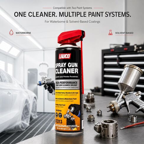 LAUCO Spray Gun Cleaner 14 oz, Pack of 2, High-Performance Paint Gun Cleaner Solvent, Fast Dissolving Aerosol for Waterborne & Solvent Paint, Dual Spray Precision Cleaner for Nozzles 87213 in Saudi Arabia