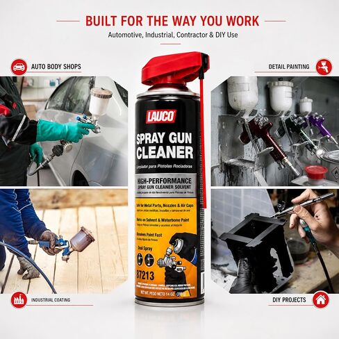 LAUCO Spray Gun Cleaner 14 oz, Pack of 2, High-Performance Paint Gun Cleaner Solvent, Fast Dissolving Aerosol for Waterborne & Solvent Paint, Dual Spray Precision Cleaner for Nozzles 87213 in Saudi Arabia