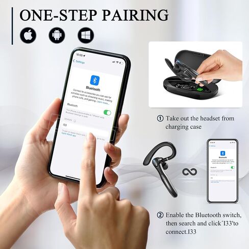 Sisism Bluetooth Headset, Wireless Headset with Mic for Work in Saudi Arabia