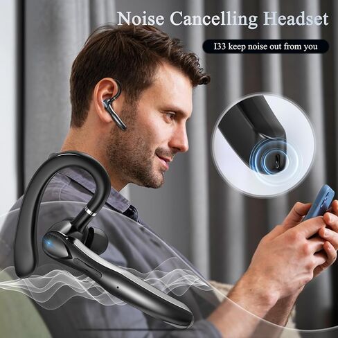 Sisism Bluetooth Headset, Wireless Headset with Mic for Work in Saudi Arabia