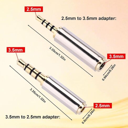 2pcs 2.5mm to 3.5mm & 3.5mm to 2.5mm Stereo/Mono Audio Adapters in Saudi Arabia