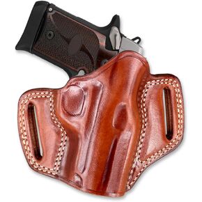 Masc Premium The Ultimate Leather OWB Pancake Holster Open Top Fit P938 9mm 3-inch. Right Hand Draw, Brown Color #1098# in Saudi Arabia