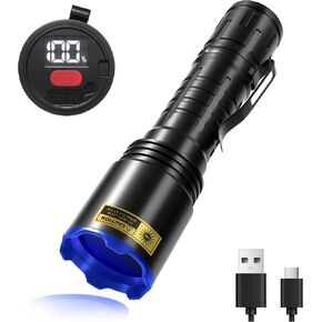 365nm UV Flashlight with Filter and LCD Display, Rechargeable USB-C in Saudi Arabia