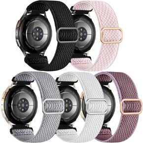 GEAK 5 Pack Stretchy Bands Compatible with Samsung Galaxy Watch 7 6 5 4 FE Band 40mm 44mm 45mm-Watch 6 4 Classic 4 42mm 46mm 43mm 47mm-Active 2, 20mm Adjustable Elastic Nylon Sport Strap Women Men in Saudi Arabia