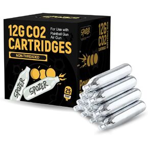 Spozer 12g CO2 Cartridges Non-Threaded for BB Gun Pistol & Airsoft, 25 Pack in Kuwait
