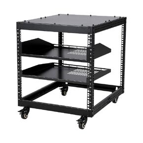 10U Open Frame Server Rack – 23"-40" Adjustable Depth, Wall Mount & Free Standing Network Rack with 4 Lockable Casters & 2×1u Shelves, for IT/AV Equipment in Saudi Arabia