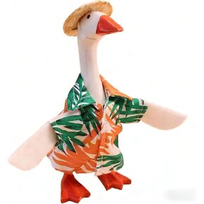 7-Inch Desk Goose Outfit Hawaiian Style - Palm Print Shirt Summer Vacation Desk Goose Costume, Magnetic Desktop Goose Statues Clothes Accessories for Home Office Table Decor Holiday Party Photo Props in Saudi Arabia
