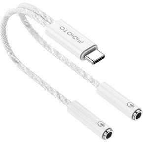 Fidioto 2‑Pack USB C to Dual 3.5mm Female Headphone Splitter, Type-C Audio Sharing Y Splitter Compatible with iPhone 17/16/15 Pro Max, Galaxy S24/23 Ultra and More Devices in Saudi Arabia