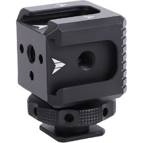 Camera Cold Shoe Mount Adapter, Triple Cold Shoe Mount with 1/4 Inch Screw Hole Locating Hole for Fill Light Display Microphone DSLR Camera Accessories in Saudi Arabia