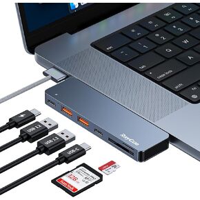 RayCue USB C Adapter for MacBook Pro/Air M1 M2 2023 2022 2021 13" 15" 16", 6 in 2 MacBook Pro Accessories with 10Gbps 2*USB 3.2, 10Gbps USB C Data Transfer, SD/TF Card Reader, and Thunderbolt 3 Port in Kuwait
