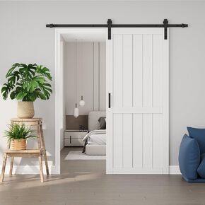 H Shape Solid Manufactured Wood Closet Barn Door, 42"x84", White in Saudi Arabia