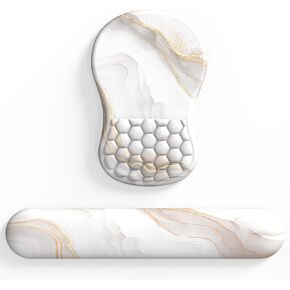 eulps Wrist Rest, Ergonomic Memory Foam Keyboard Wrist Pad & Mousepad Wrist Support Set, with Non-Slip PU Base, Pain Relief for Computer (White Marble) in Kuwait