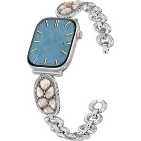Minyee Turquoise Stone Bracelet Compatible with Apple Watch Band Women 42/46/38/40/41/44/45/49mm, Western Boho Cowboy Retro Adjustable Metal Strap for iWatch Series 11 10 9 8 7 6 5 4 Ultra/SE 3 2 1 in Saudi Arabia
