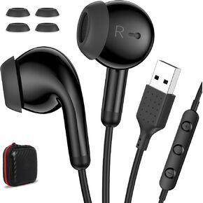 USB Earbuds for PC Laptop Computer with Mic Wired Headphones 7.5FT Black in Saudi Arabia