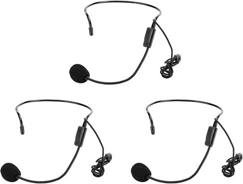 Yoidesu 3.5mm Wired Headset Microphone Uni Directional with Anti Noise, 3 Pack Headset Mic for Clear Sound Quality, Hands Free Microphone for Lecture Teaching Speech Shopping Guide in Saudi Arabia