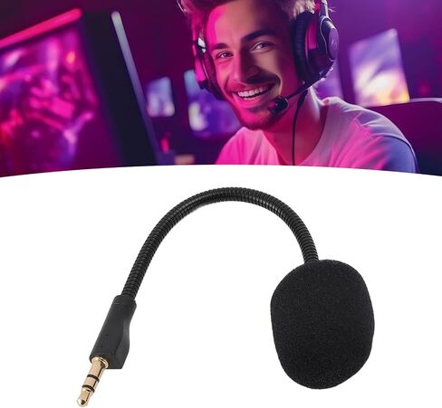 Diyeeni 3.5mm Gold Plated Noise Cancelling Gaming Headset Microphone Replacement, Omnidirectional Flexible Arm with Foam Cover, Plug and Play Detachable Microphone Boom for G PRO X, 360 in Saudi Arabia