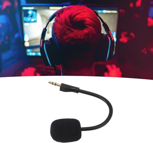 Diyeeni 3.5mm Gold Plated Noise Cancelling Gaming Headset Microphone Replacement, Omnidirectional Flexible Arm with Foam Cover, Plug and Play Detachable Microphone Boom for G PRO X, 360 in Saudi Arabia
