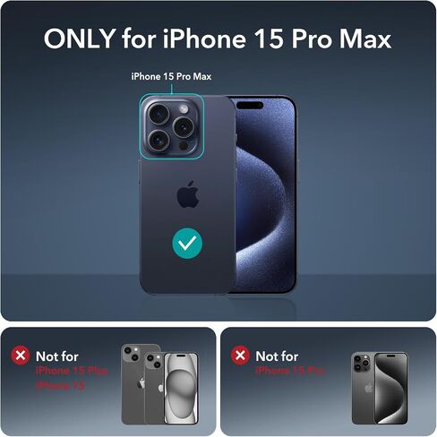 ESR 3+1 Pack for iPhone 15 Pro Max Screen Protector, [9H Hardness] [Military Grade Shatterproof] Full Coverage Ultra-tough Tempered Glass Film, Easy Installation Frame, 1 Set of Camera Lens Protector in Saudi Arabia