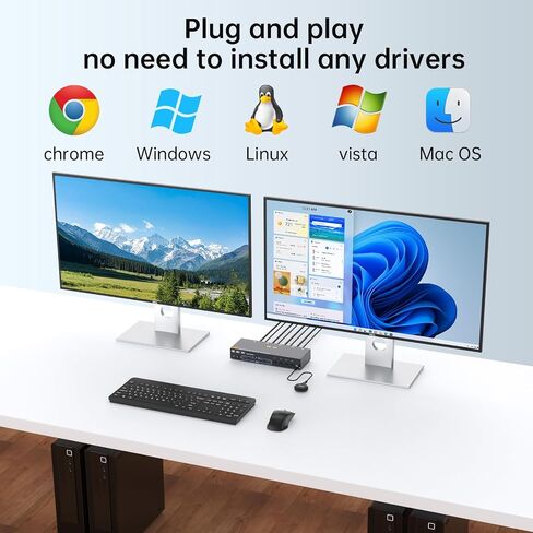 HDMI Displayport KVM Switch 4 Computers 2 Monitors, 8K@60Hz/4K@144Hz Dual Monitor KVM Switch for 4 PCs Share 2 Monitors, with 4 USB3.0 Ports, USB Cables and Power Adapter,Black 15cm HDMI DP KVM in Saudi Arabia