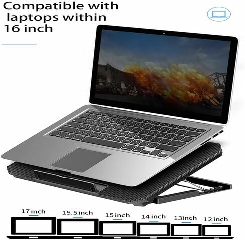 Laptop Cooling Pads Large Size for 12-16 Inch Notebook Silent Gaming Cooler Wind Speed Adjustable Stand in Saudi Arabia