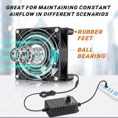 120mm x 38mm AC Powered Computer Cooling Fan with 110V-240V Variable Speed Controller for Reptile Terrarium, Greenhouse, Electronics Cabinet, DVR & PlayStation Ventilation in Saudi Arabia