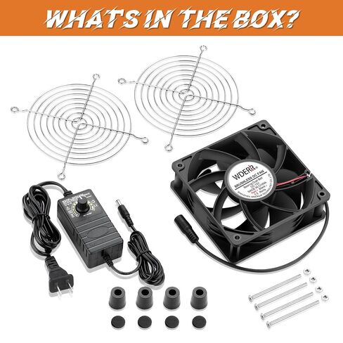 120mm x 38mm AC Powered Computer Cooling Fan with 110V-240V Variable Speed Controller for Reptile Terrarium, Greenhouse, Electronics Cabinet, DVR & PlayStation Ventilation in Saudi Arabia