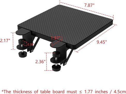 Desk Arm Rest Table Extender Wrist Forearm Elbow Support Computer Desk Extension Collapsible for Square Tabletop - Carbon Fiber 9.45" x 7.87" in Saudi Arabia
